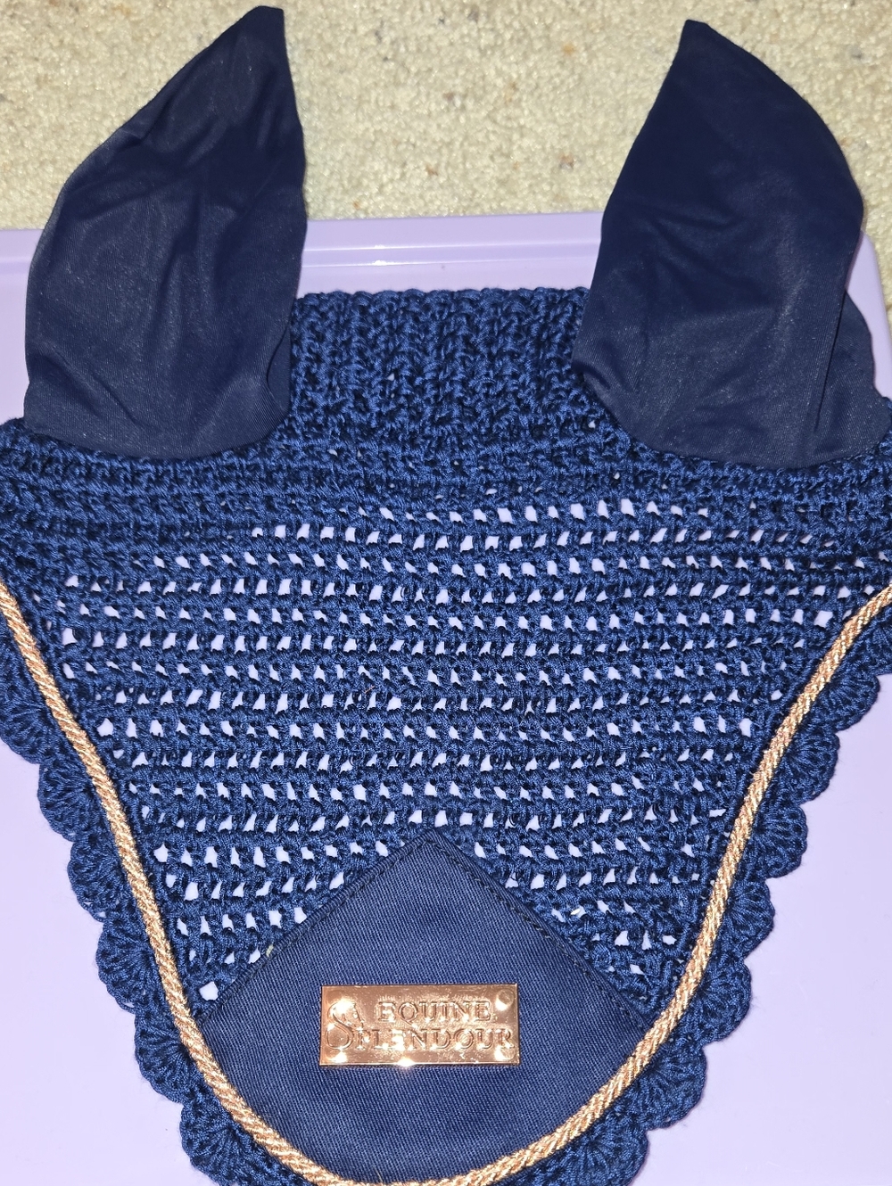 Navy Blue Ear Bonnet